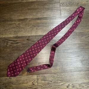 TOMMY HILFIGER Red Blue Yellow Geometric Print 100% Silk Tie